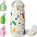 BOTTLE BOTTLE Kids Water Bottle with Straw Lid 16 oz Stainless Steel Reusable Tumbler Water Bottles Kids for School Travel,Gifts for Boys and Girls Rainbow