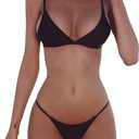 Jolefille Thong Bikini Sets for Women Two Piece Swimsuits Cheeky Bathing Suit Triangle Top Micro String Sexy Swim Suits 2026 (Black, M)