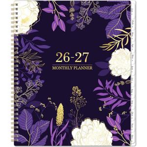 2026-2027 Monthly Planner - 2 Year Monthly Planner/Calendar 2026-2027, Jan 2026 - Dec 2027, 11" x 9", 24 Months, Tabs, Back Pocket, Holidays, Twin-Wire Binding, Note Pages (Purple)