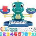 Dinosaur Math Balance Toy for Boys and Girls - Montessori Matching Letter Toy for Kids 3 Year Olds, Educational Kindergarten Preschool Early Learning, Birthday Gift for 4 5 6 7 Years Old (Advanced Green)