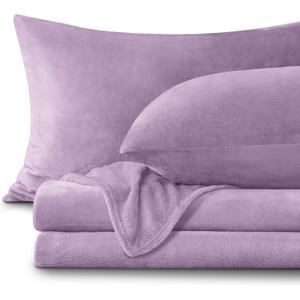BEDELITE Flannel Sheets Full Size Lavender - Super Soft Fleece Sheets Set Fluffy Extra Plush, 4 Piece(Include Fitted Sheet, Flat Sheet, 2 Pillowcases)