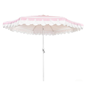Funsite 9Ft Elegant Valance Patio Umbrella, Outdoor Umbrellas for Patio with Auto-Tilt and Crank Systerm, Table Umbrella for Outdoors, Poolside,Beach, Backyard, Pink