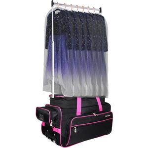 Dance Bag With Garment Rack,Dance Costumes Rolling Garment Bags For Travel,Garment Duffle Bag For Dance Competition, Wheeled Drop-Bottom Upright Luggage Closet Suitcase (23inch Expand-Purple)