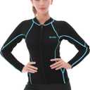 GoldFin Wetsuit Top Women, 2mm Wetsuits Jacket Long Sleeve Neoprene Tops for Water Aerobics Diving Surfing Swimming (Small, Blue/line)