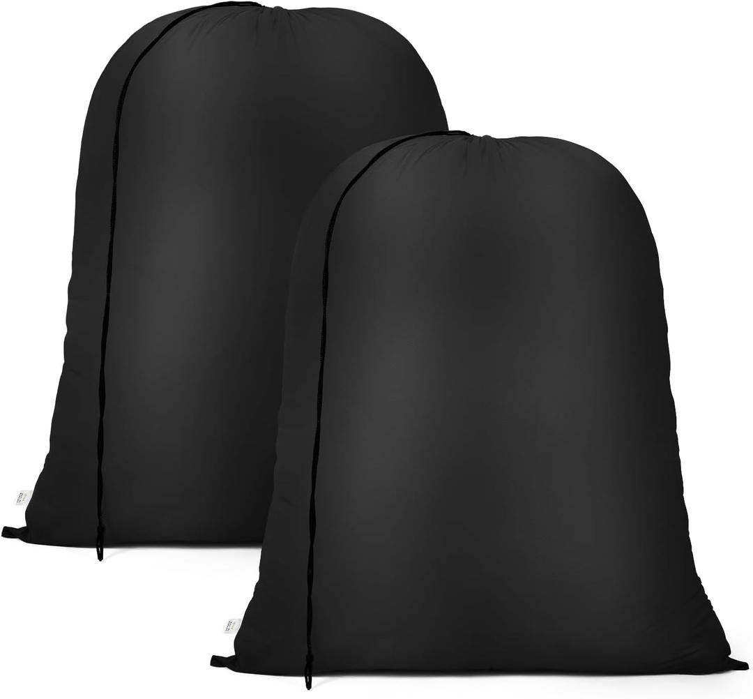 OTraki 20 x 24 inch Laundry Bag 2 Pack Travel Laundry Bags Medium Washable Dirty Clothes Bag Organizer with Drawstring Closure for Camp Fit Laundry Hamper Drying Do Not Exceed 176 Black