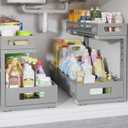 2 Pack 19IN Depth Under Sink Storage Organizer, Large 2-Tier Elegant Mesh Pull Out Shelf for Kitchen and Bathroom Cabinet Organization, L-Shaped and Adjustable Height Design-Gun Gray