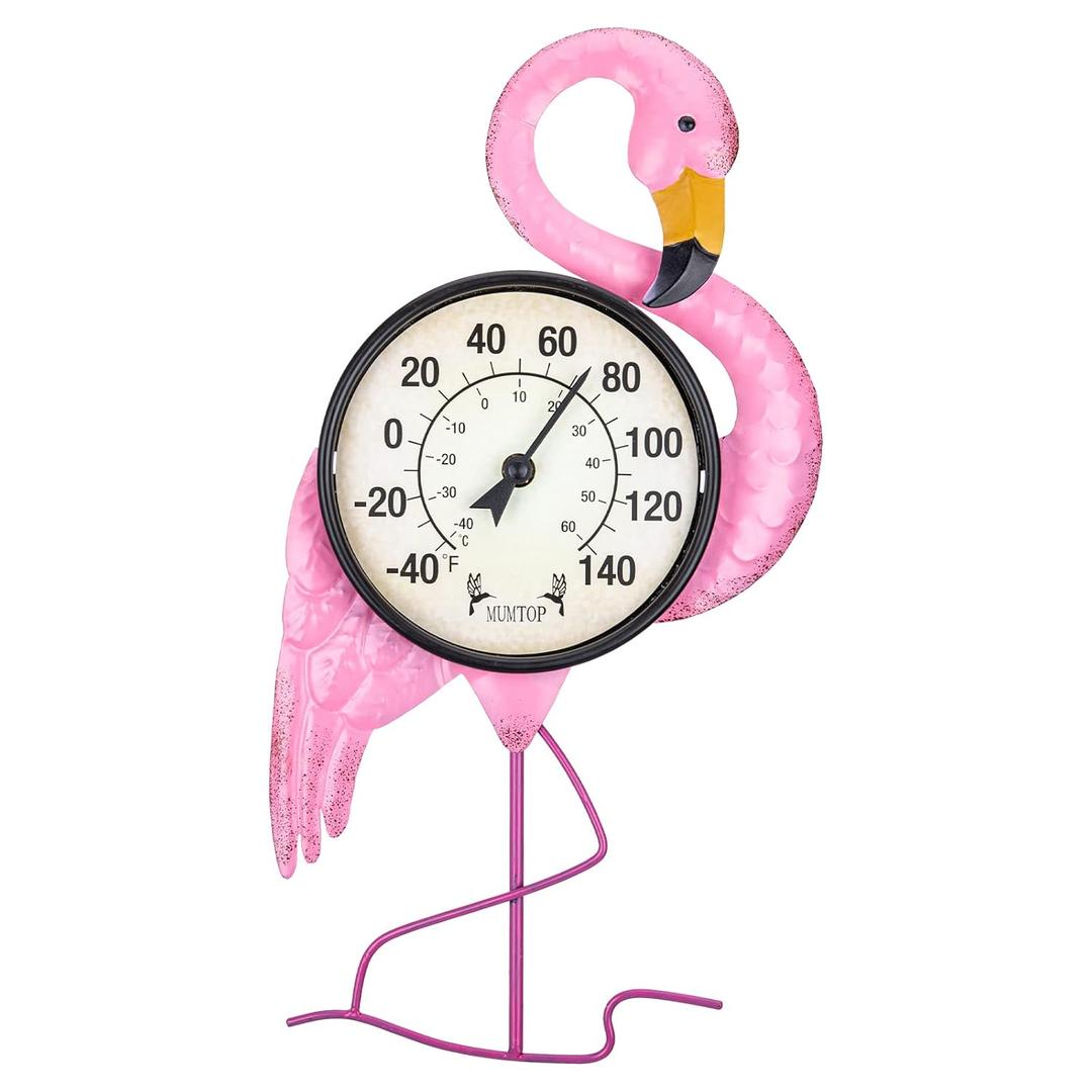 MUMTOP Outdoor Thermometers for Patio - Indoor Outdoor Thermometer, Flamingo Wall Thermometer Wireless for Garden Home Decor MUMTOP Outdoor Thermometers for Patio - Indoor Outdoor Thermometer, Flamingo Wall Thermometer Wireless for Garden Home Decor