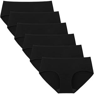 INNERSY Womens Underwear Cotton Hipster Panties Regular & Plus Size 6-Pack (X-Large,Black)