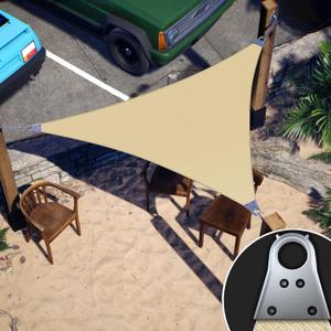 ColourTree Super Ring 12' x 12' x 12' Beige Triangle Sun Shade Sail, Commercial Grade UPF50 Canopy, Reinforced Corners & Edges, 260 GSM Fabric Heavy Duty 
