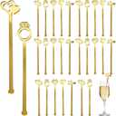 Wedding Drinking Stirrers 50 Pack Gold Swizzle Sticks Drink Mixers for Bridal Shower Bachelorette Party Champagne Acrylic Cocktails Coffee Bar Decoration Reusable Drink Accessories