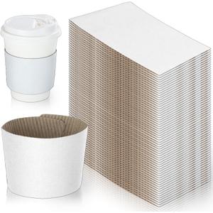 White Coffee Sleeves For 10 to 20 oz. Cups (250 Pack), Disposable Corrugated Cardboard Paper Jacket For Better Grip, Hot Cold Drinks Holder, Chocolate Milk Tea Beverage Insulator, Hand Protection