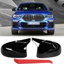 Jaronx Compatible with BMW Mirror Cover X3 G01 2019-2024,X4 G02/X5 G05/X7 G07 2019-2024,X6 G06 2020-2024, Clip-on M Style Horn Rearview Mirror Caps for BMW,Left Driver & Right Passenger (Glossy Black)