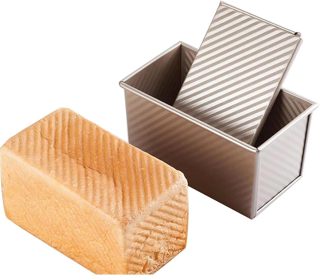 Pullman Loaf Pan with Lid, Aluminum Nonstick Bakeware for Baking Bread, 1 lb Dough Capacity