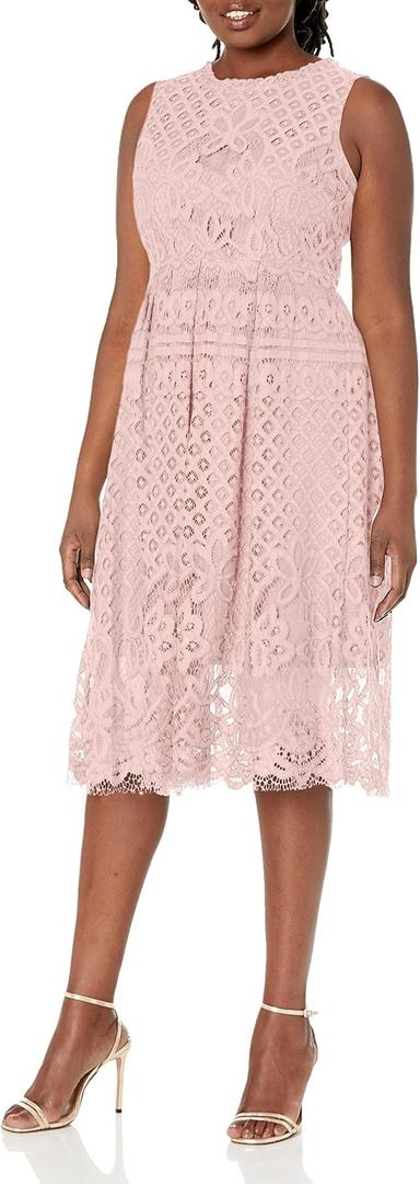 VEIISAR Womens Fashion Sleeveless Lace Fit Elegant Cocktail Party Dress (Pink, M)