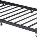 VECELO Twin Trundle Bed Frame Only/Roll Out/Enhanced & Up-Graded Metal Slats Support with Lockable Casters, Black