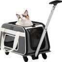 PETSFIT Airline Approved Cat Carrier with Wheels Designed for Small Dogs/Cats with Adjustable Safety Rope & Removable Wheels