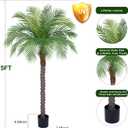 5ft Artificial Phoenix Palm Tree, Faux Coconut Silk Tropical Fake Palm Plant for Indoor Outdoor Home Office Patio Bathroom Pool Coastal Decor, Phoenix Palm, 5ft