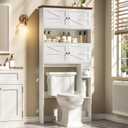 Halitaa Wooden Over The Toilet Storage Cabinet with Barn Door, White, 68.9x30.71x8.58 inches
