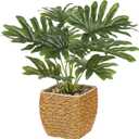 Briful Fake Plants Potted Monstera Artificial Plants Indoor Realistic Greenery Faux Plants in Square Plastic Rattan Baskets for Home Decor Farmhouse Office Weddings
