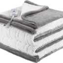 ESTINGO Electric Blanket Twin Size - 62"x84" Twin Heated Blanket with 5 Heating Levels, Heating Blanket with 10h Auto-Off Overheating Protection for Bedroom Office Couch, Light Gray