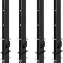 4 Pack Upgraded 30 inch Pipe Stake for Flatbed Trailer with 1/2 D Ring Welded, 30 inch Flatbed Trailer Stake Side Rail Black
