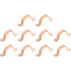 PATIKIL 1-1/4" Copper Pipe Strap Fittings, 10 Pcs Two Holes LF Pressure Copper Pipe Clamp Mount U Bracket Plumbing Fixing Fixture for Residential and commercial Pipe Support (1.25 Inch)