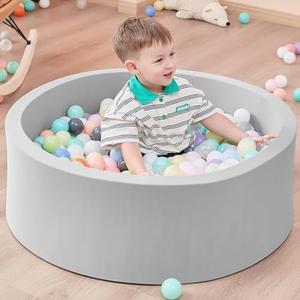 Zmarthumb Foam Ball Pit for Toddlers, Baby Ball Pits, Soft Round Ball Pool, Easy to Clean or Install, Ideal Gift for Babies Infants Indoor and Outdoor Game(Grey), Balls Not Included