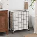 WOWLIVE Double Laundry Hamper with Wheels,Metal Wire Frame Rolling Laundry Basket with 2 Removable bags,120L Dirty Clothes Hamper Organizer Dorm Room Storage for Bedroom,Bathroom,Black and White