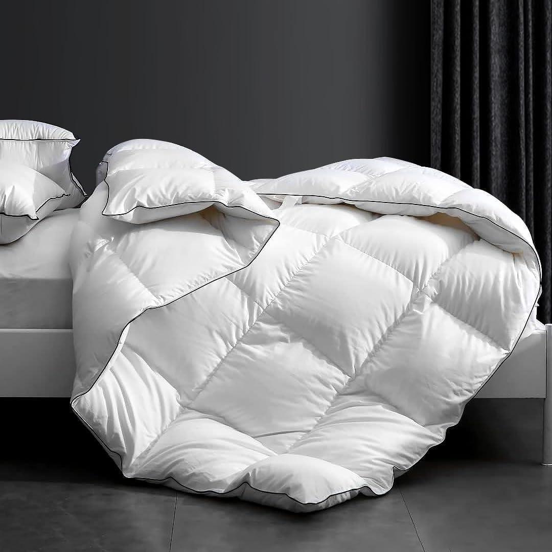 Luxury Down Feather Comforter Twin Size-Bed Duvet Insert-Ultra-Soft & Cozy Hotel Collection White -Twin Size(68 X 90)