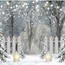 Funnytree 8x6FT Winter Photography Backdrop Glitter Snowy Forest Pine Tree Background Let It Snow Christmas Xmas Holiday Party Decor Banner Portrait Studio Booth Photobooth Props (96 x 72 in)