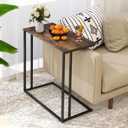 C-Shaped Side Table, Metal Double Frame End Table for Living Room Bedroom, Large