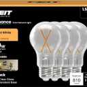 Feit Electric A19 LED Light Bulbs, 60W Equivalent, 810 Lumens, 3000K Bright White, High CRI 90+, Dimmable, Filament Style, Energy Saving, 17,000-Hour Lifetime, A1960CL930CA/FIL/4, 4-Pack