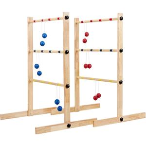ApudArmis Ladder Toss Game Set, 35x26In Pine Wooden Golf Ladder Lawn Game with 6 Bolos Balls and Carrying Case - Outdoor Backyard Game for Teens Adults FamilyNew Version Sturdy Bolts