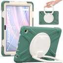 Lunivop Case Compatible with Amazon Fire HD 10 Tablet Case (13th Gen 2023 Release) 10.1 Inch 360 Rotating Stand/Shoulder Strap with Built-in Screen Protector Heavy Duty Cover Green