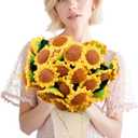 cagulax Birthday Gifts for Women Sunflower, Self Care Birthday Gifts for Best Friend, Mom, Sister, Wife, Grandma, Teacher, Cozy Throw & Decor Sunflower Crochet Flowers Bouquet Blanket 63 Inches
