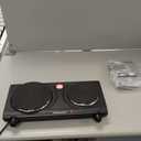 Elite Gourmet EDB-302BF# Countertop Double Cast Iron Burner, 1500 Watts Electric Hot Plate, Temperature Controls, Power Indicator Lights, Easy to Clean, Black