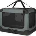 Amazon Basics 4-Door Portable Folding Soft Dog Crate, Collapsible Travel Kennel for Cat, Dog, and Other Small Animals, Pop Up with Easy Transportation, Grey, M 30" x 21" x 21"