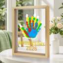 Bixinyo Family Handprint Kit - Baby Hand and Footprint Kit, Adoption Gifts, Family Gifts for Mom, New Parents, Mother's Day, Christmas, DIY Craft Keepsake Wooden Frame, 5 Non-Toxic Paints (Gold)