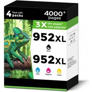 952XL Ink Cartridges Black Color Combo Pack Replacement for HP 952 XL for OfficeJet Pro 7740 952 952XL for 8700 8702 8210 8703 8710 8715 8720 8725 8730 8740 7720 8200 8216 8716 Printers KCMY 4-Pack