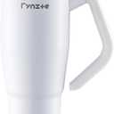 Fynite 40 oz Tumbler with Rotated Handle & Flip Straw | Triple Layer Vacuum Insulated Stainless Steel Cup, Leak Resistant Water Bottle for Water, Iced Tea or Coffee | Gifts for Women & Men - White