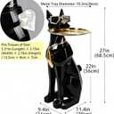 Geometric Dog Sculpture Animal Side Table with Tray and Tissue Box(Black)