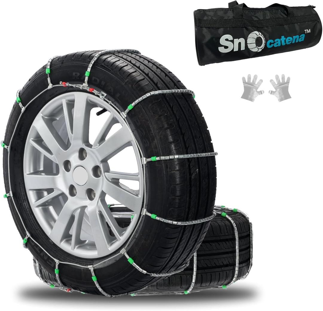 Snow Chains for Car and SUV,Cable Tire Chain,Compatible with Tire Width 195 205 215 225 235 235 MM - Set of 2 (SP1030)