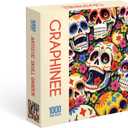 Jigsaw Puzzles for Adults 1000 Pieces, Graffiti Floral Skull Puzzles, Challenging Funny Game with Family Friends
