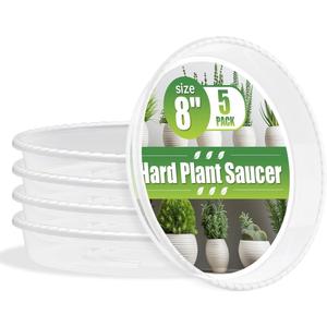5 Pack Plant Saucer for Indoor Plants, 8 Inch Clear Plant Trays for Pots, Durable Plastic Flower Plant Pot Saucer, Heavy Duty Sturdy Plant Saucer Drip Trays for Pots