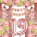 19th Birthday Decorations For Girls Happy 19 Birthday Decorations For Girls 19 Letter Balloon Numbers Happy 19th Birthday Banner Decor Rose Gold nineteen Girl Birthday Party Decorations