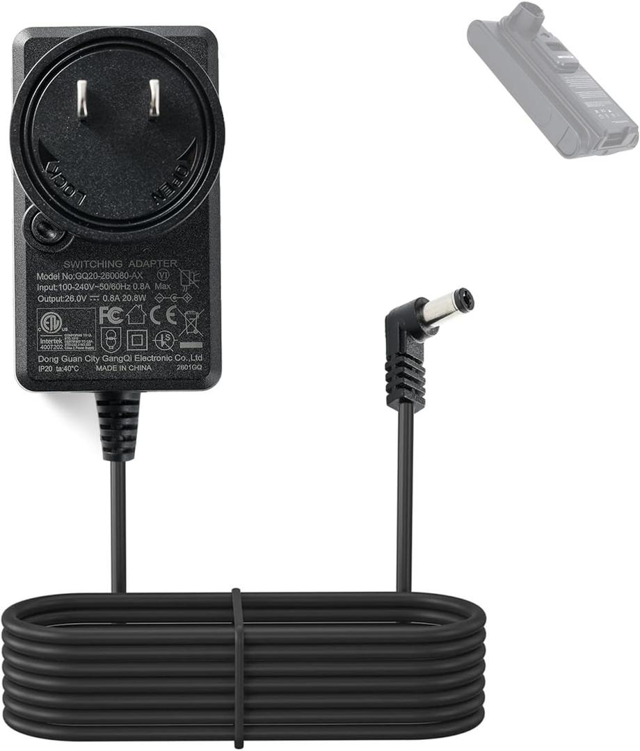 26V Battery Charger for Shark XBATR620SL 21.6V Battery, Replacement for Shark XBATR620SL Li-ion Battery Power Supply Charging Cord
