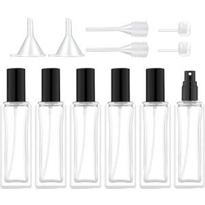 30 ml Glass Spray Bottle, 1 oz Perfume Bottles Empty, Glass Atomizer, Small Travel Atomizer Bottle Refillable (6 PCS, Black)