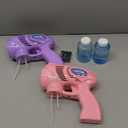 JOYIN 2 Bubble Guns with 2 Bottles Refill Solution, Bubble Machine Gun for Kids, Toddlers, Party Favors, Summer, Outdoors Activity, Wedding, Easter, Birthday Gift (Pink+purple)