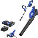 20V Weed Wacker, Leaf Blower, Wheeled Edger Kit Electric with 2 * 2Ah Battery & Charger, String Trimmer, Lightweight, Adjustable Telescopic Shaft, Fast-Charging