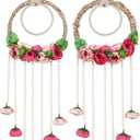 Kalakriti Wedding Door Hangings| Floral Wall Hanging with Pearls| Pooja Room Decoration Items| Back Dropper Showpiece for Indian Diwali Decor Gift Item | Multicolour, 24 inch Long, Pack of 2